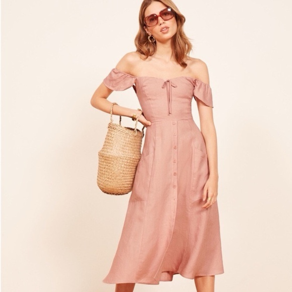NWT Reformation Francis blush linen dress, Size 6 Petites